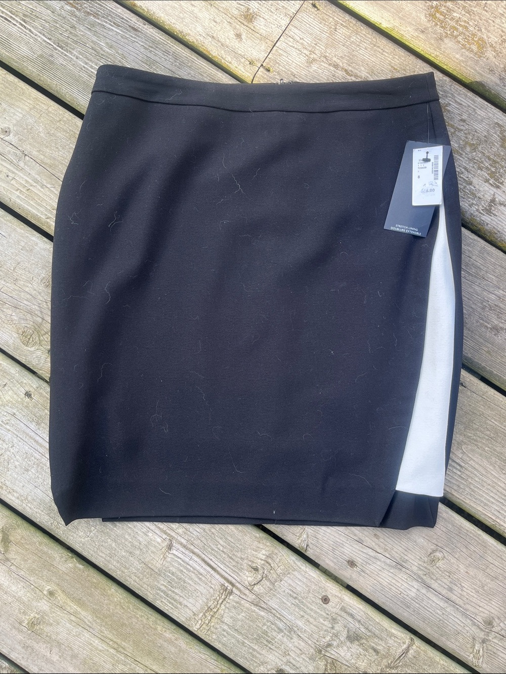 NWT RW&CO. Black Pencil Skirt with White Side Panel size 8
